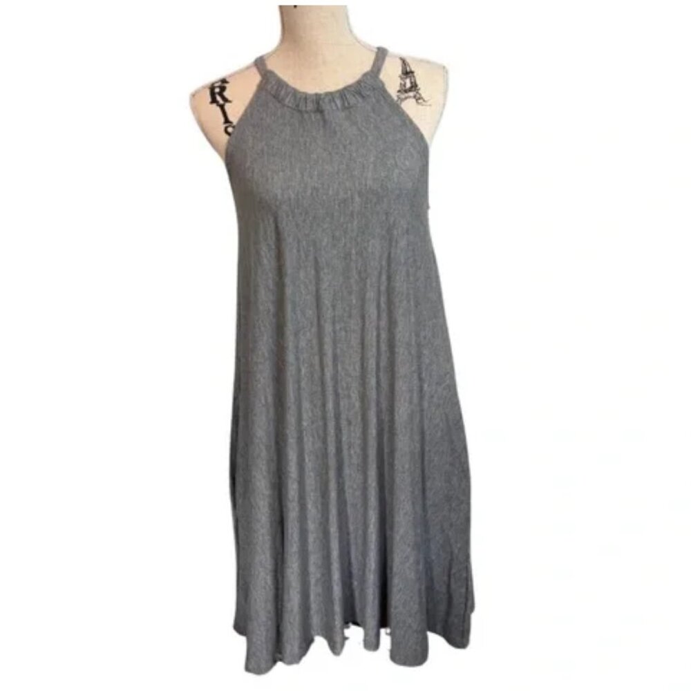 Chelsea & Theodore Knit Midi Dress with Pockets Grey Size Large
